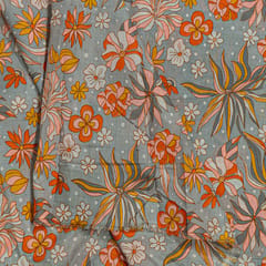Grey Colour Cotton Cambric Printed Fabric