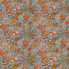 Grey Colour Cotton Cambric Printed Fabric