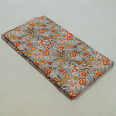 Grey Colour Cotton Cambric Printed Fabric