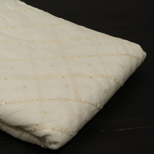 Dyeable Chanderi Embroidered Fabric