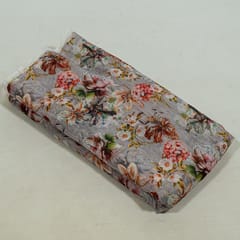 Grey Colour Chanderi Printed Fabric