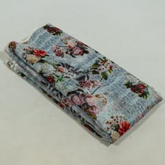 Grey Colour Chanderi Printed Fabric