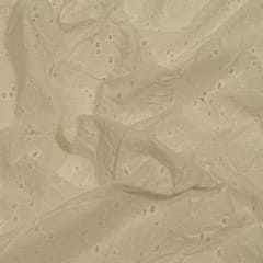 Off White Colour Dyeable Cotton Embroidered Fabric