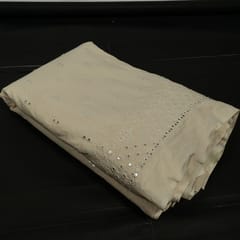 Off White Colour Dyeable Cotton Embroidered Fabric