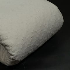 Off White Colour Dyeable Cotton Chikan Embroidered Fabric