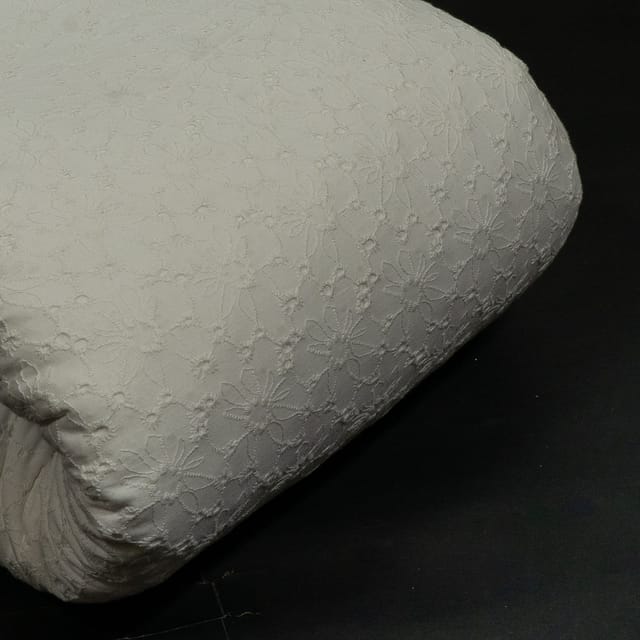 Off White Colour Dyeable Cotton Chikan Embroidered Fabric