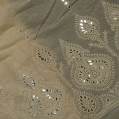 Off White Colour Dyeable Cotton Embroidered Fabric