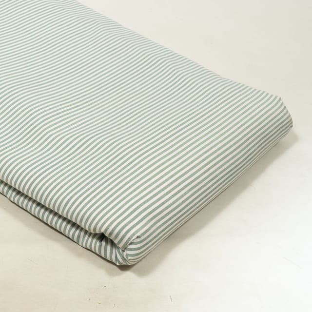 Green Colour Yarn Dyed Cotton Stripes Fabric