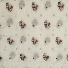 Pink Colour Mal Chanderi Embroidered Fabric