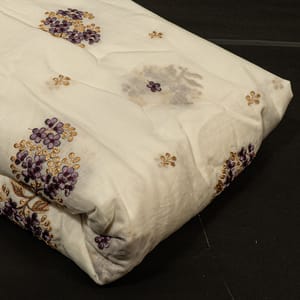 Pink Colour Mal Chanderi Embroidered Fabric