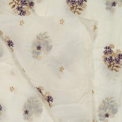 Pink Colour Mal Chanderi Embroidered Fabric