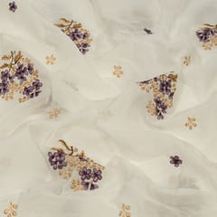 Pink Colour Mal Chanderi Embroidered Fabric