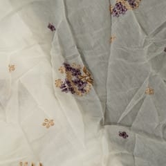 Pink Colour Mal Chanderi Embroidered Fabric