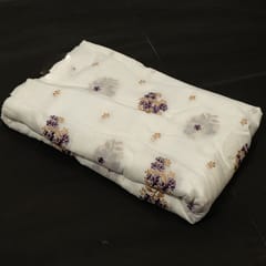 Pink Colour Mal Chanderi Embroidered Fabric