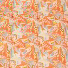 Orange Colour Lawn Cotton Digital Printed Fabric