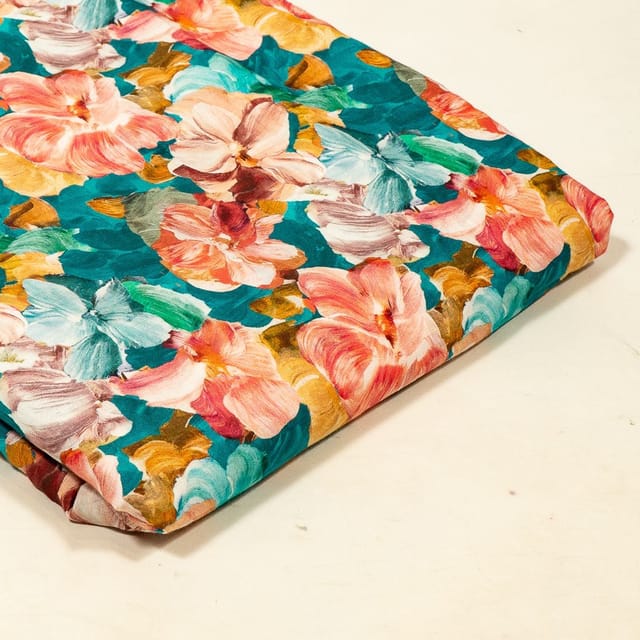 Multi Colour Lawn Cotton Digital Printed Fabric