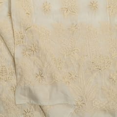 Dyeable Organza Lakhnavi Embroidered Fabric