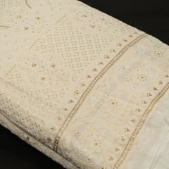 Dyeable Georgette Lakhnavi Embroidered Fabric