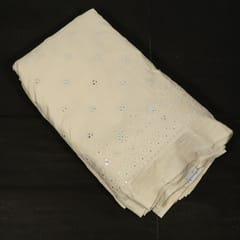 Off White Colour Dyeable Cotton Embroidered Fabric
