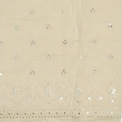 Off White Colour Dyeable Cotton Embroidered Fabric