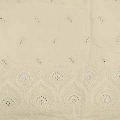 Off White Colour Dyeable Cotton Embroidered Fabric