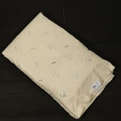 Off White Colour Dyeable Cotton Embroidered Fabric