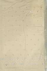 Off White Colour Dyeable Cotton Embroidered Fabric