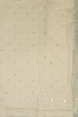 Off White Colour Dyeable Cotton Embroidered Fabric