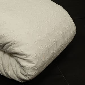 Off White Colour Dyeable Cotton Chikan Embroidered Fabric