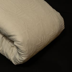 Off White Colour Dyeable Cotton Chikan Embroidered Fabric