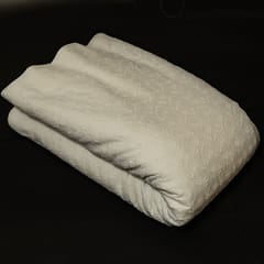 Off White Colour Dyeable Cotton Chikan Embroidered Fabric