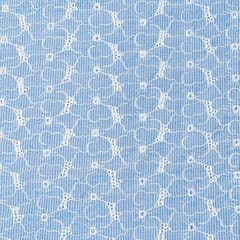 Sky Blue Colour Chikan Chambrey Stripes Fabric