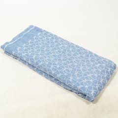 Sky Blue Colour Chikan Chambrey Stripes Fabric