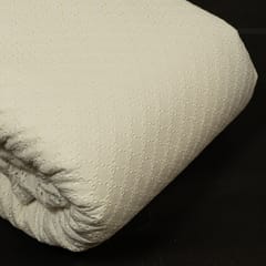 Off White Colour Dyeable Cotton Chikan Embroidered Fabric
