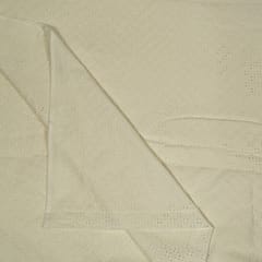 Off White Colour Dyeable Cotton Chikan Embroidered Fabric