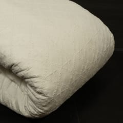 Off White Colour Dyeable Cotton Chikan Embroidered Fabric