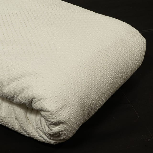 Off White Colour Dyeable Cotton Chikan Embroidered Fabric