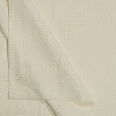 Off White Colour Dyeable Cotton Chikan Embroidered Fabric