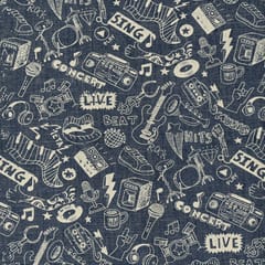 Blue Denim Printed Fabric