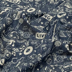 Blue Denim Printed Fabric