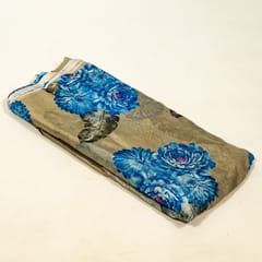 Green Colour Viscose Organza Digital Printed Fabric