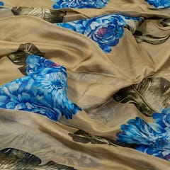 Green Colour Viscose Organza Digital Printed Fabric