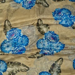 Green Colour Viscose Organza Digital Printed Fabric