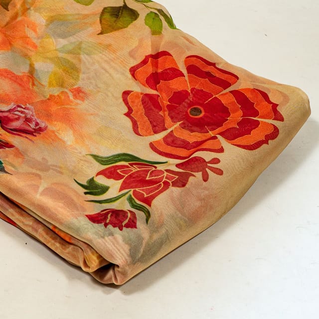 Multi Colour Viscose Organza Digital Printed Fabric