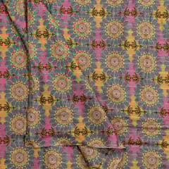 Pink Colour Cotton Leno Floral Digital Printed Fabric