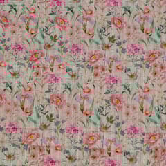 Light Pink Colour Cotton Leno Floral Digital Printed Fabric
