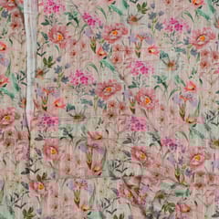Light Pink Colour Cotton Leno Floral Digital Printed Fabric