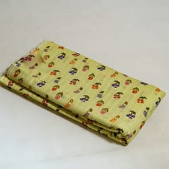 Lemon Colour Cotton Leno Floral Digital Printed Fabric