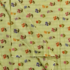 Lemon Colour Cotton Leno Floral Digital Printed Fabric