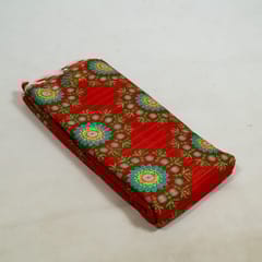 Red Colour Cotton Leno Floral Digital Printed Fabric